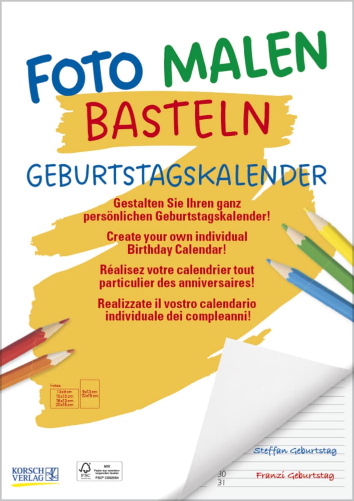 Foto-Malen-Basteln Geburtstagskalender A4