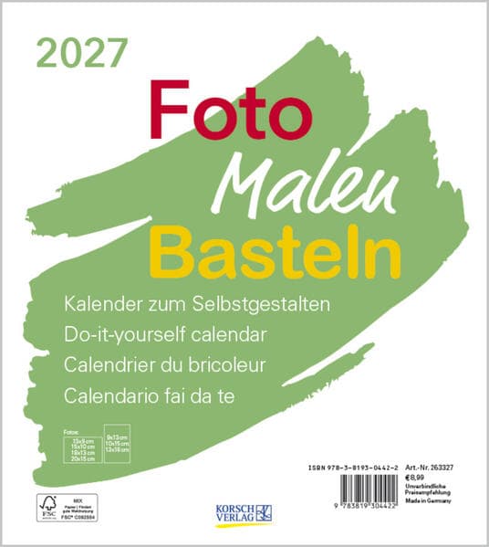 Foto-Malen-Basteln Bastelkalender weiß 2027