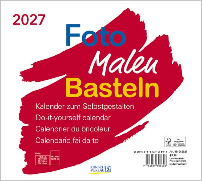 Foto-Malen-Basteln Bastelkalender quer weiß 2027