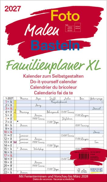 Foto-Malen-Basteln Familienplaner XL 2027