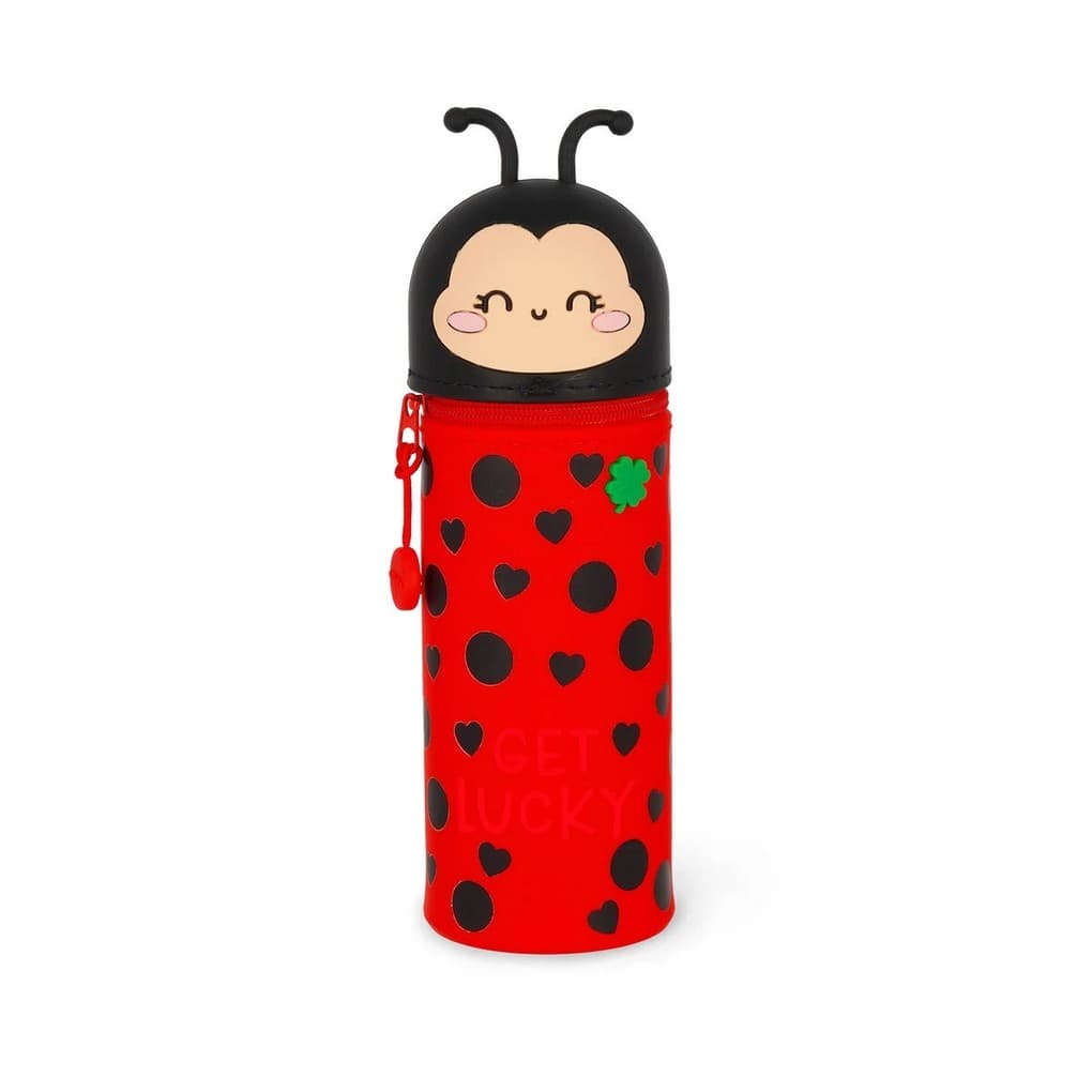 Legami 2-in-1-Federmäppchen aus Silikon Ladybug Get Lucky, Marienkäfer