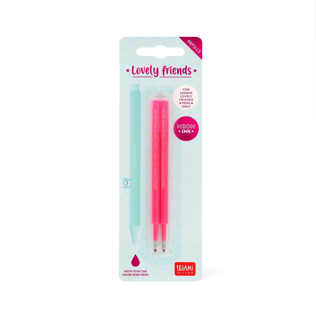2 Pcs Lovely Friends Refill - 0,5 Mm - Neon Pink Ink