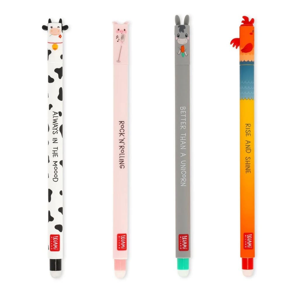Legami Gelstifte Erasable Pen - Farm Sweet Farm - 4er Set