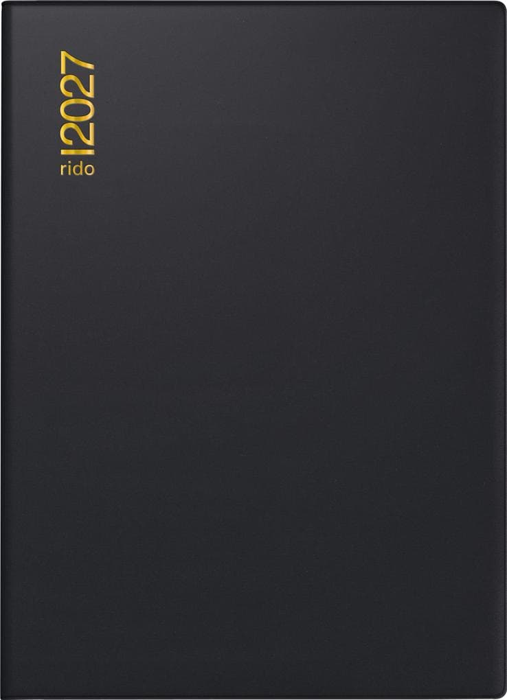 rido/idé 7013202907 Taschenkalender Mod. perfect/Technik I 2027 A6, Kunststoff, schwarz