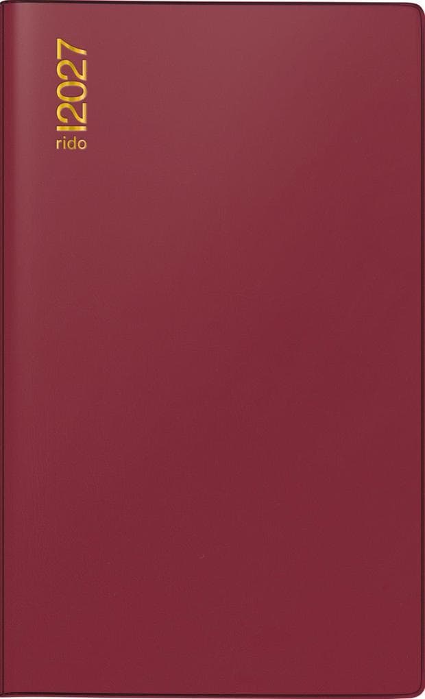 rido/idé 7046892297 Taschenkalender Mod. M-Planer 2027 A6, Kunststoff, bordeaux