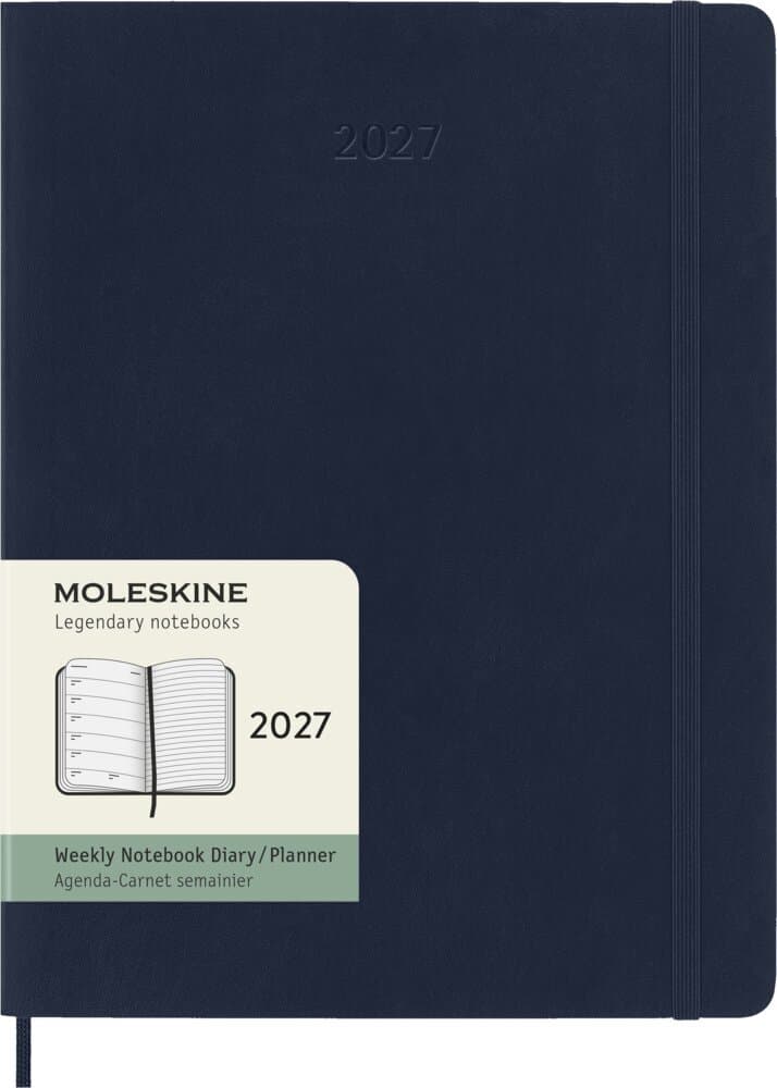 Moleskine 12 Monate Tageskalender 2027, XL, 1 Tag = 1 Seite, rechts linierte Seite, Weicher Einband, Saphir