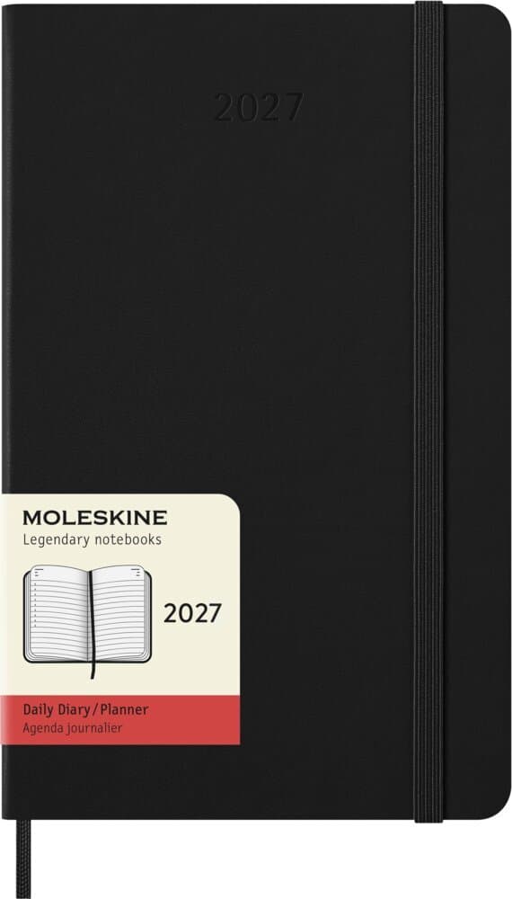 Moleskine 12 Monate Tageskalender 2027, Large/A5, 1 Tag = 1 Seite, fester Einband, Schwarz