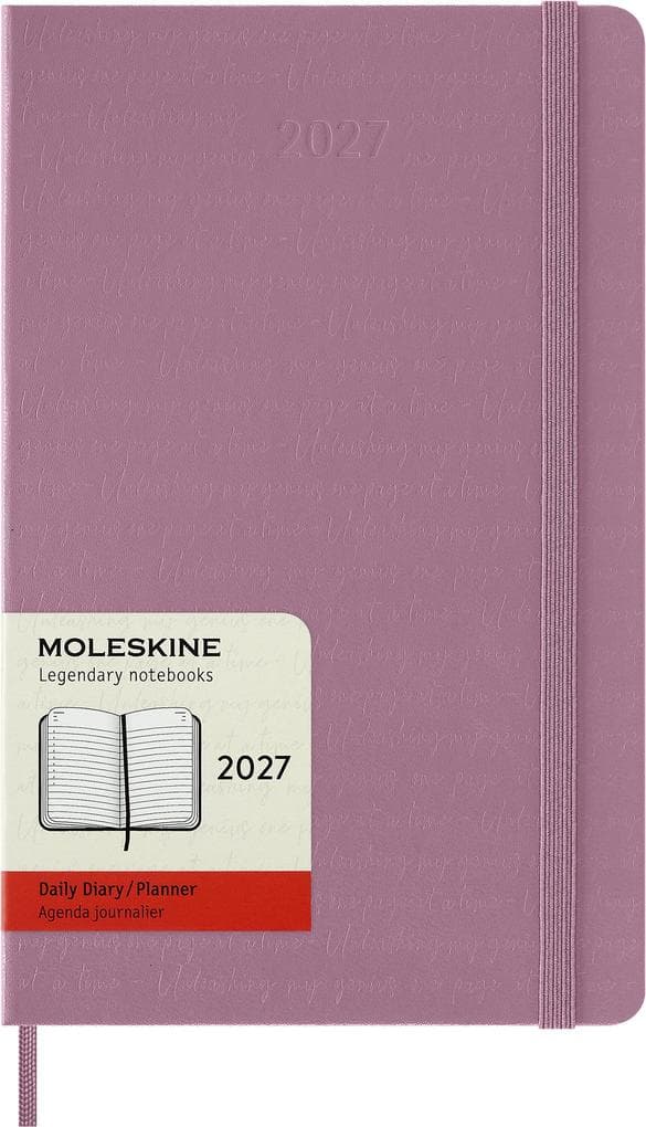 Moleskine 12 Monate Tageskalender 2027, Large/A5, 1 Tag = 1 Seite, fester Einband, Majestätisches Pink