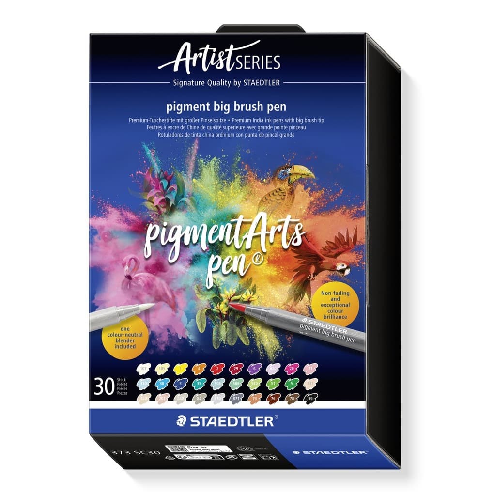 STAEDTLER pigment big brush pen, Pinselspitze, 30er Set