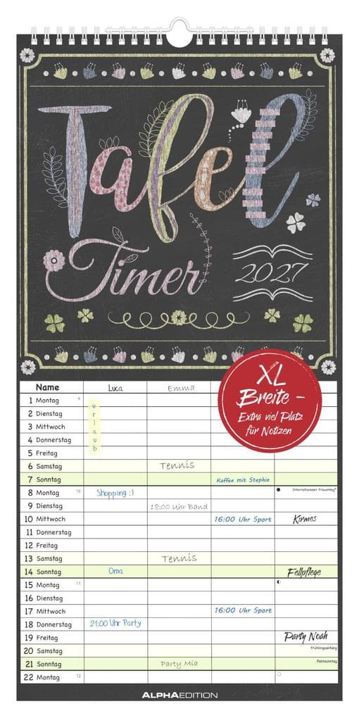 Tafel Timer - 4 Spalten 2027