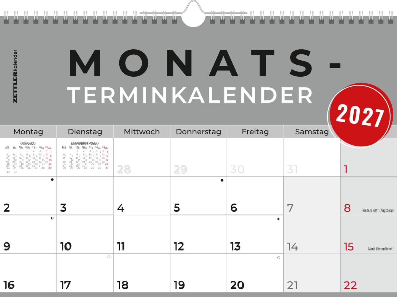 ZETTLER Monatsterminkalender 1M/1S 2027