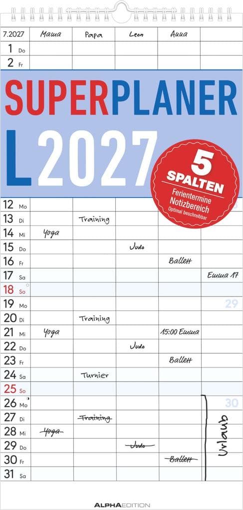 Superplaner L - 5 Spalten 2027