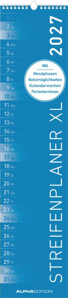 Streifenplaner XL BLAU 2027