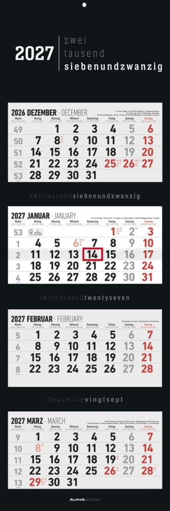 4-Monatskalender Black 2027