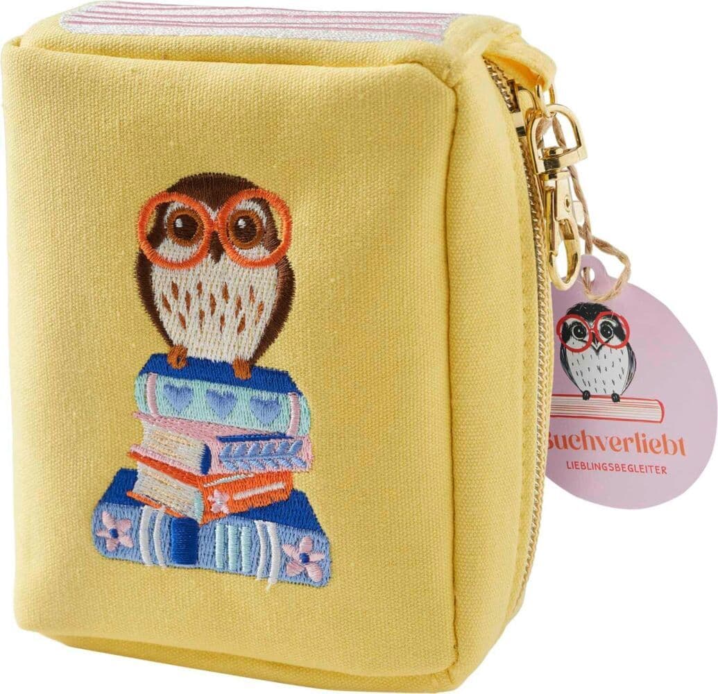 Buchverliebt Besticktes Täschchen, Büchereule