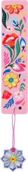 Buchverliebt Lesezeichen bestickt "Blumenliebe rosa"