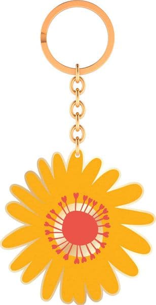 Bunte Blumengrüße Emaille-Schlüsselanhänger Blüte gelb