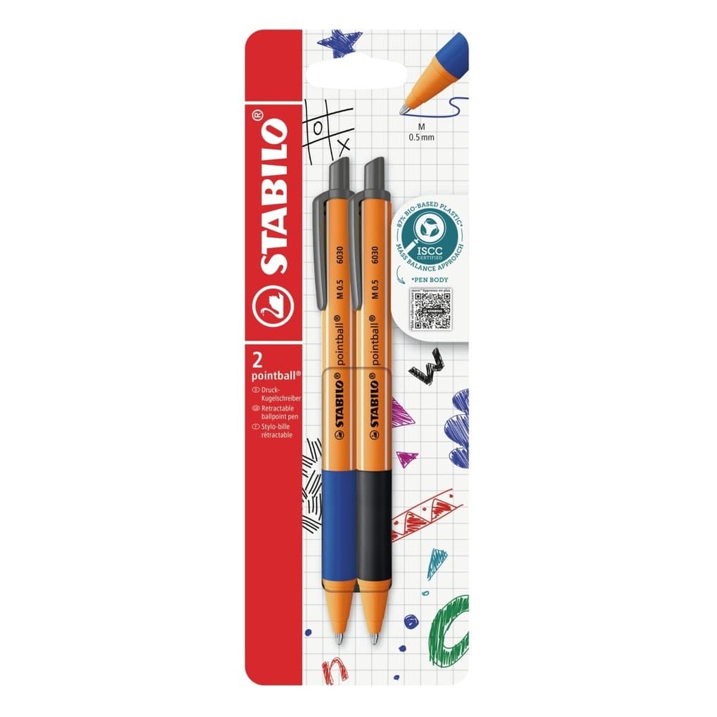 STABILO Druck-Kugelschreiber, blau + schwarz, 2er Set