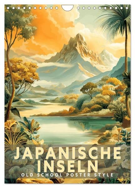 Japanische Inseln - Old School Poster Style (Wandkalender 2027 DIN A4 hoch), CALVENDO Monatskalender