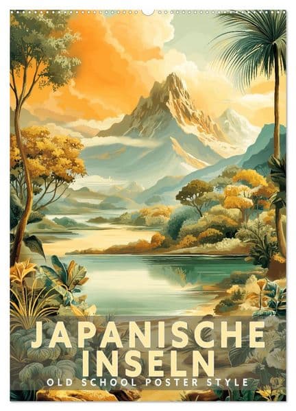 Japanische Inseln - Old School Poster Style (Wandkalender 2027 DIN A2 hoch), CALVENDO Monatskalender