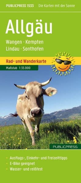 Publicpress Rad- und Wanderkarte Allgäu, Wangen, Kempten, Lindau, Sonthofen 1:35.000