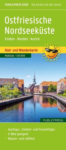 Publicpress Rad- und Wanderkarte Ostfriesische Nordseeküste, Westlicher Teil 1:50.000