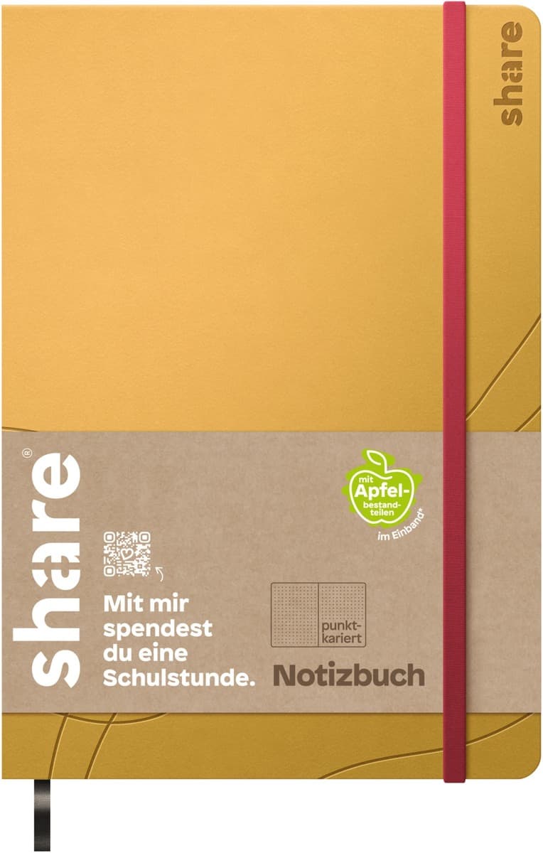 share Notizbuch A5 punktkariert gelb