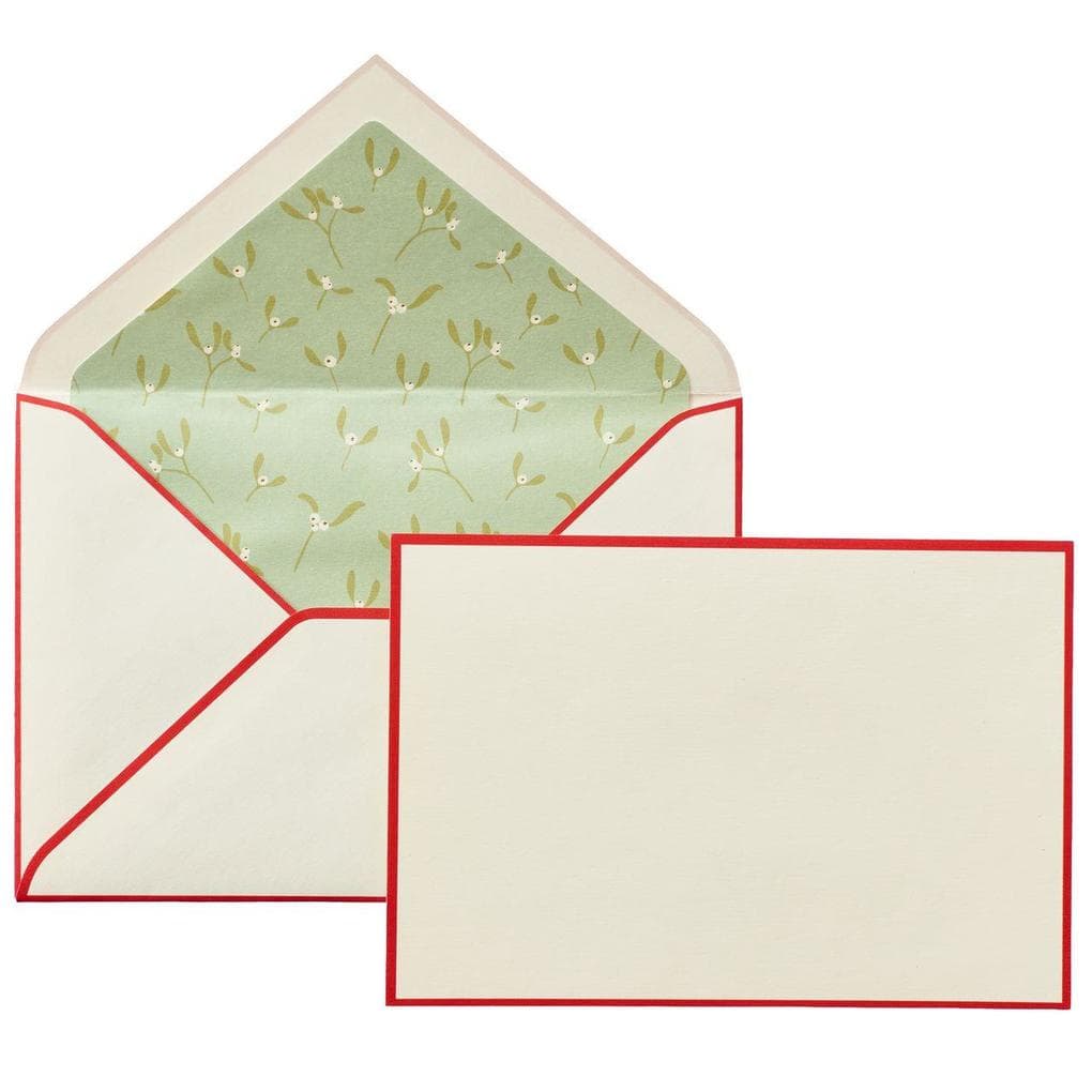 Premium Kartenset Creme / Rot, Mistelzweige FSC MIX