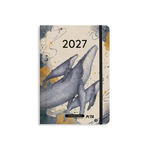 Kalender 2027 A5 Basic aus Graspapier - Jahresplaner Samaya - Farbe: Cosmic Blue - matabooks
