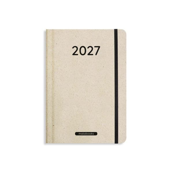 Kalender 2027 A5 Basic aus Süßgraspapier mit Graspapier-Cover - Jahresplaner Samaya - Farbe: Nature M - matabooks