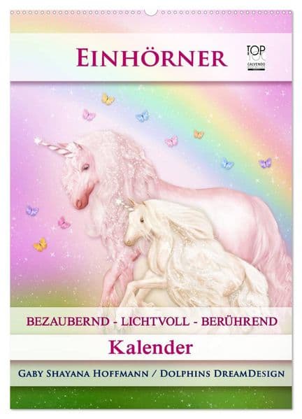 Einhörner - Kalender (Wandkalender 2027 DIN A2 hoch), CALVENDO Monatskalender