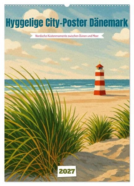 Hyggelige City-Poster Dänemark (Wandkalender 2027 DIN A2 hoch), CALVENDO Monatskalender
