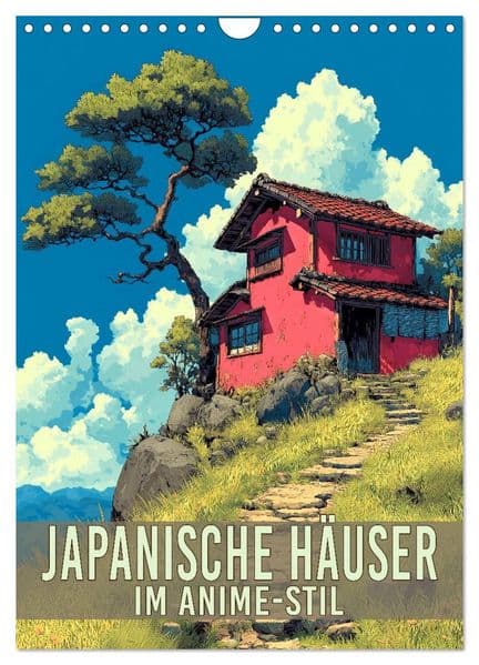 Japanische Häuser - im Anime-Stil (Wandkalender 2027 DIN A4 hoch), CALVENDO Monatskalender