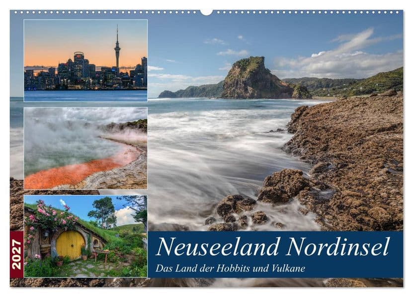 Neuseeland Nordinsel - Das Land der Hobbits und Vulkane (Wandkalender 2027 DIN A2 quer), CALVENDO Monatskalender