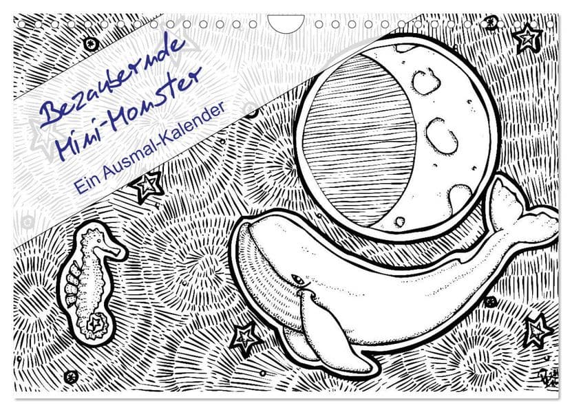 Bezaubernde Mini-Monster - Ein Ausmal-Kalender (Wandkalender 2027 DIN A4 quer), CALVENDO Monatskalender