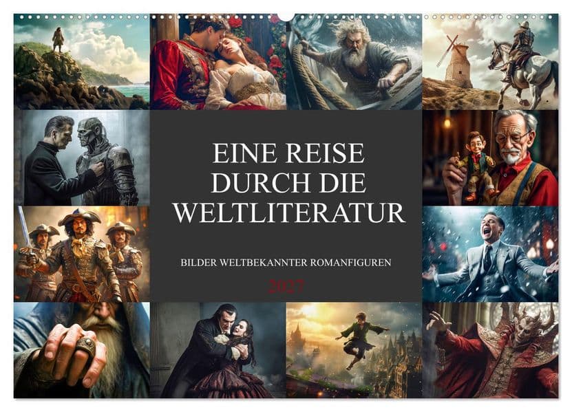 Eine Reise durch die Weltliteratur (Wandkalender 2027 DIN A2 quer), CALVENDO Monatskalender