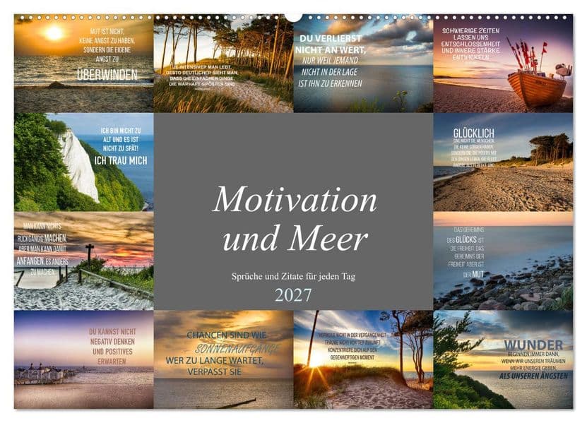 Motivation und Meer (Wandkalender 2027 DIN A2 quer), CALVENDO Monatskalender