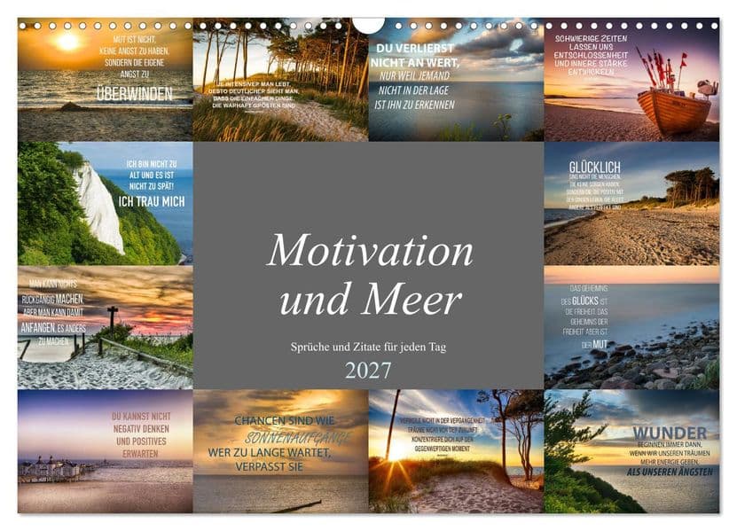 Motivation und Meer (Wandkalender 2027 DIN A3 quer), CALVENDO Monatskalender