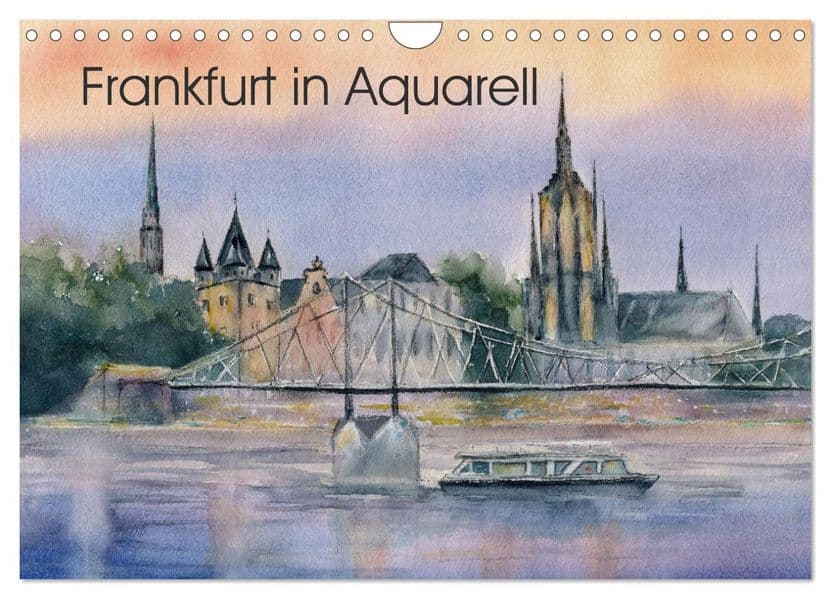 Frankfurt in Aquarell (Wandkalender 2027 DIN A4 quer), CALVENDO Monatskalender