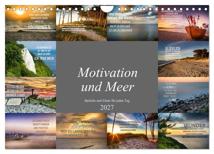 Motivation und Meer (Wandkalender 2027 DIN A4 quer), CALVENDO Monatskalender