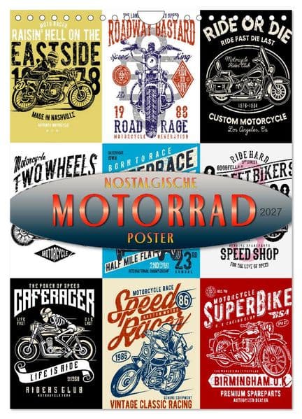 Motorrad - nostalgische Poster (Wandkalender 2027 DIN A4 hoch), CALVENDO Monatskalender