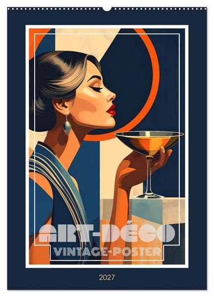 Art-Déco Vintage-Poster (Wandkalender 2027 DIN A2 hoch), CALVENDO Monatskalender