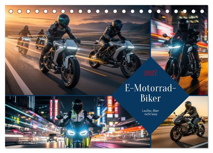 E-Motorrad-Biker (Tischkalender 2027 DIN A5 quer), CALVENDO Monatskalender
