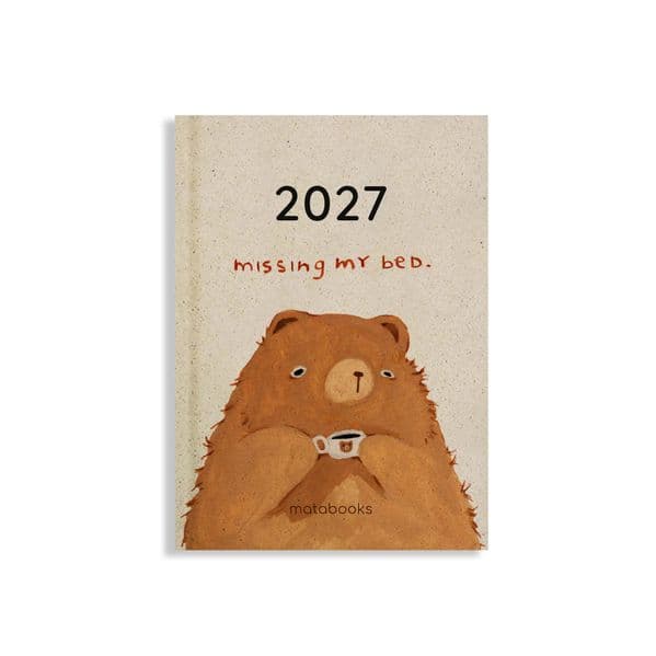 Kalender 2027 A6 Basic aus Graspapier - Jahresplaner Samaya - Farbe: Mocha Brown - matabooks
