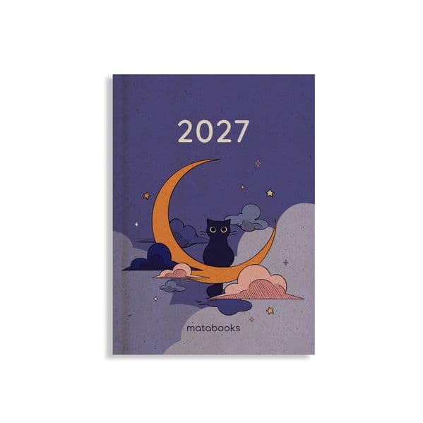 Kalender 2027 A6 Basic aus Graspapier - Jahresplaner Samaya - Farbe: Lunar Violet - matabooks