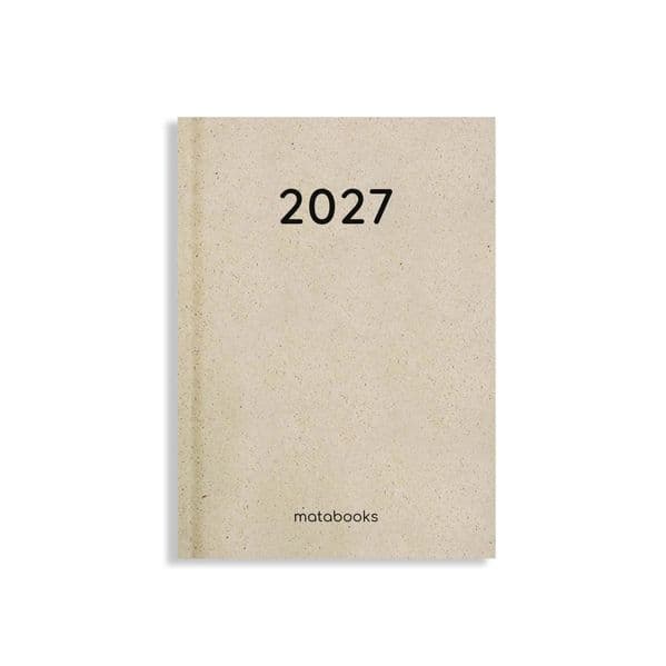 Kalender 2027 A6 Basic aus Graspapier - Jahresplaner Samaya - Farbe: Nature S - matabooks