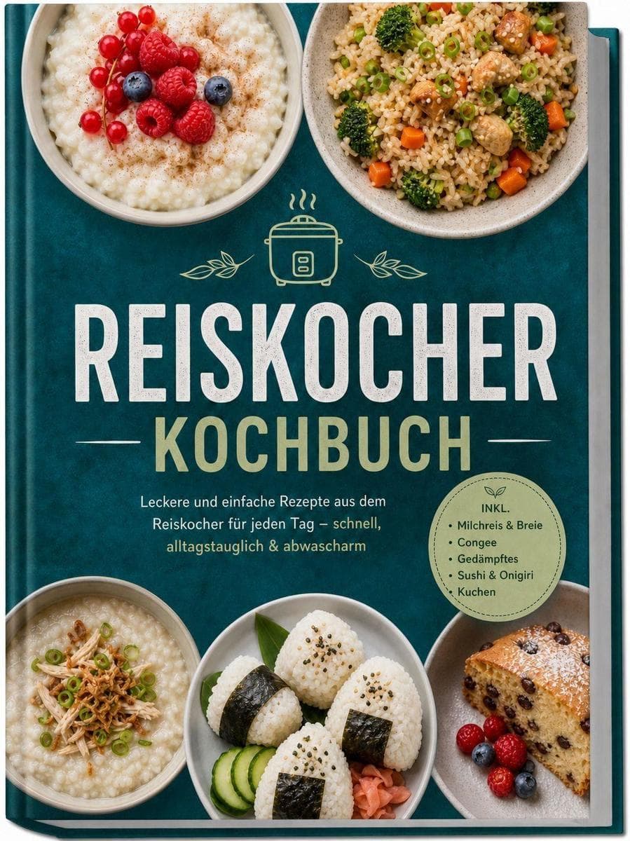 Reiskocher Kochbuch: Leckere und einfache Rezepte aus dem Reiskocher für jeden Tag - schnell, alltagstauglich & abwascharm - inkl. Milchreis & Breie, Congee, Gedämpftes, Sushi & Onigiri, Kuchen