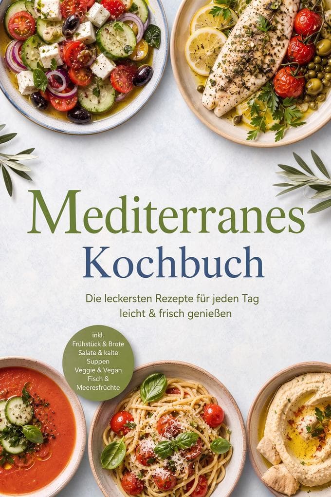 Mediterranes Kochbuch: Die leckersten Rezepte für jeden Tag - leicht & frisch genießen - inkl. Frühstück & Brote, Salate & kalte Suppen, Veggie & Vegan, Fisch & Meeresfrüchte