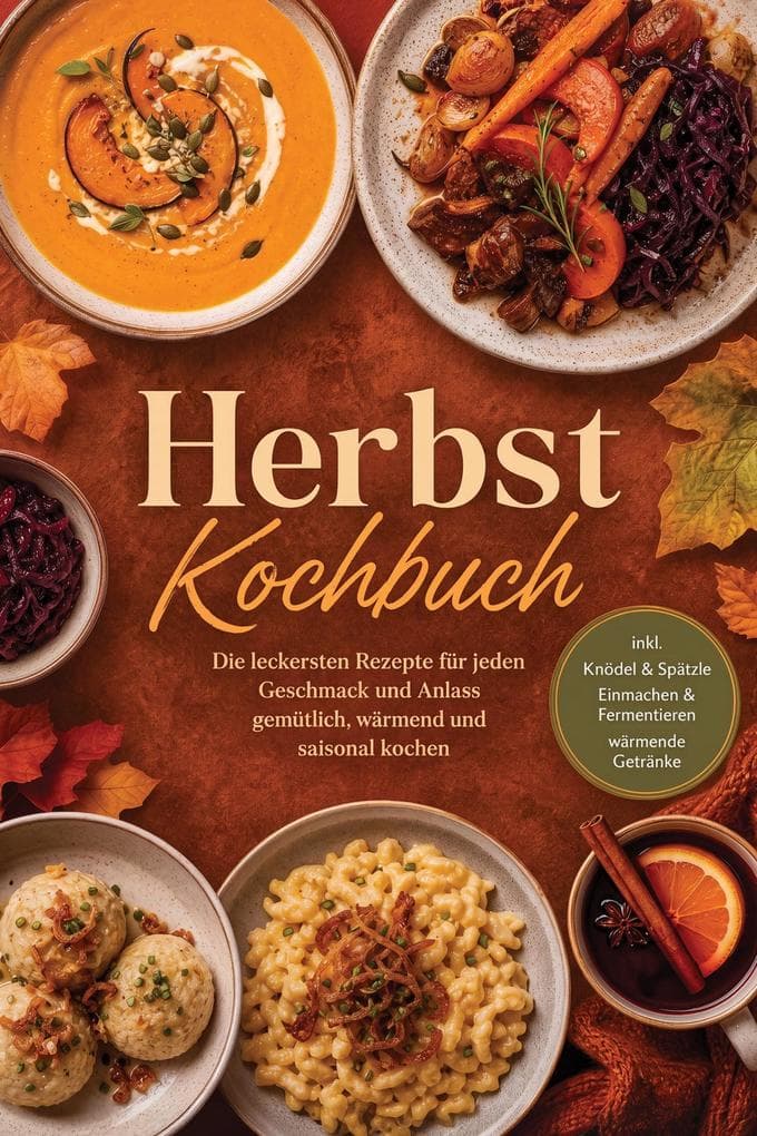 Herbst Kochbuch: Die leckersten Rezepte für jeden Geschmack und Anlass - gemütlich, wärmend und saisonal kochen - inkl. Knödel & Spätzle, Einmachen & Fermentieren, wärmende Getränke