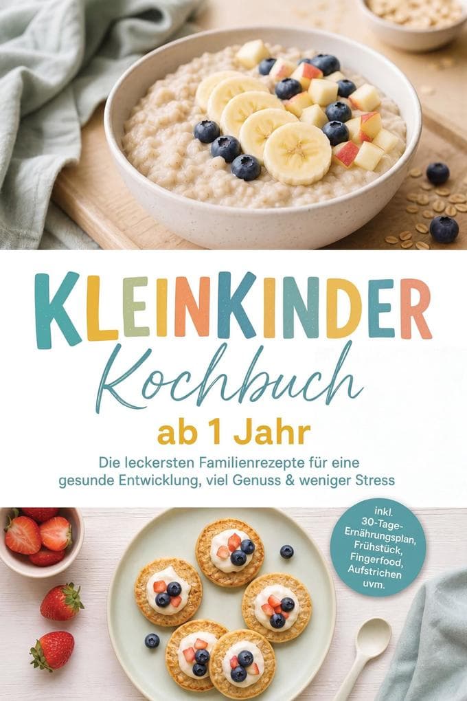 Kleinkinder Kochbuch ab 1 Jahr: Die leckersten Familienrezepte für eine gesunde Entwicklung, viel Genuss & weniger Stress - inkl. 30-Tage-Ernährungsplan, Frühstück, Fingerfood, Aufstrichen uvm.